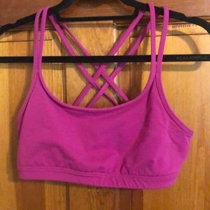 Purple Athleta strappy sports bra